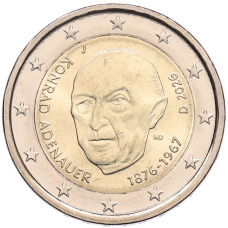 Монета 2 евро 2026 года J Германия «Конрад Аденауэр» (аверс)