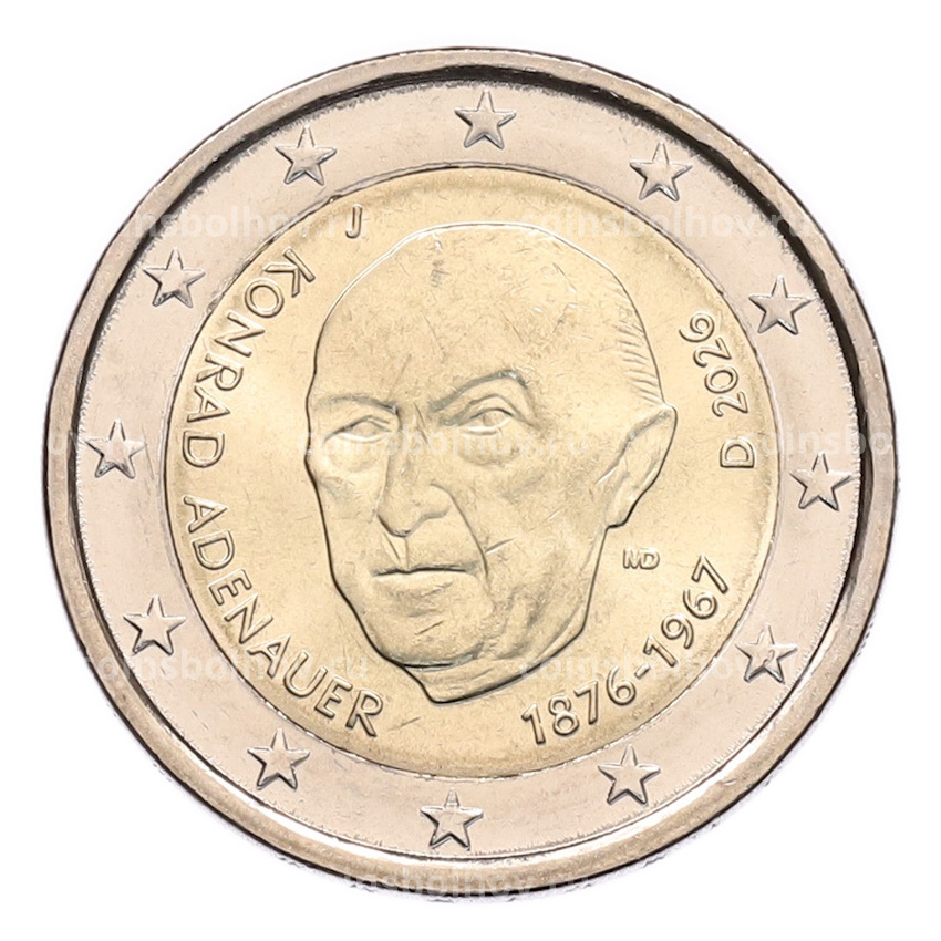 Монета 2 евро 2026 года J Германия «Конрад Аденауэр»