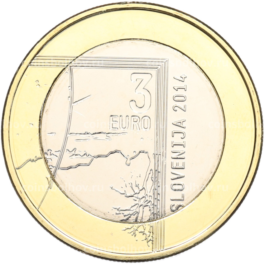 Монета 3 евро 2014 года Словения «200 лет со дня рождения Янеша Пухара» (вид 2)