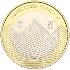 Монета 3 евро 2011 года Словения «20 лет независимости Словении» (аверс)
