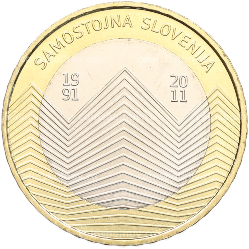 Монета 3 евро 2011 года Словения «20 лет независимости Словении»