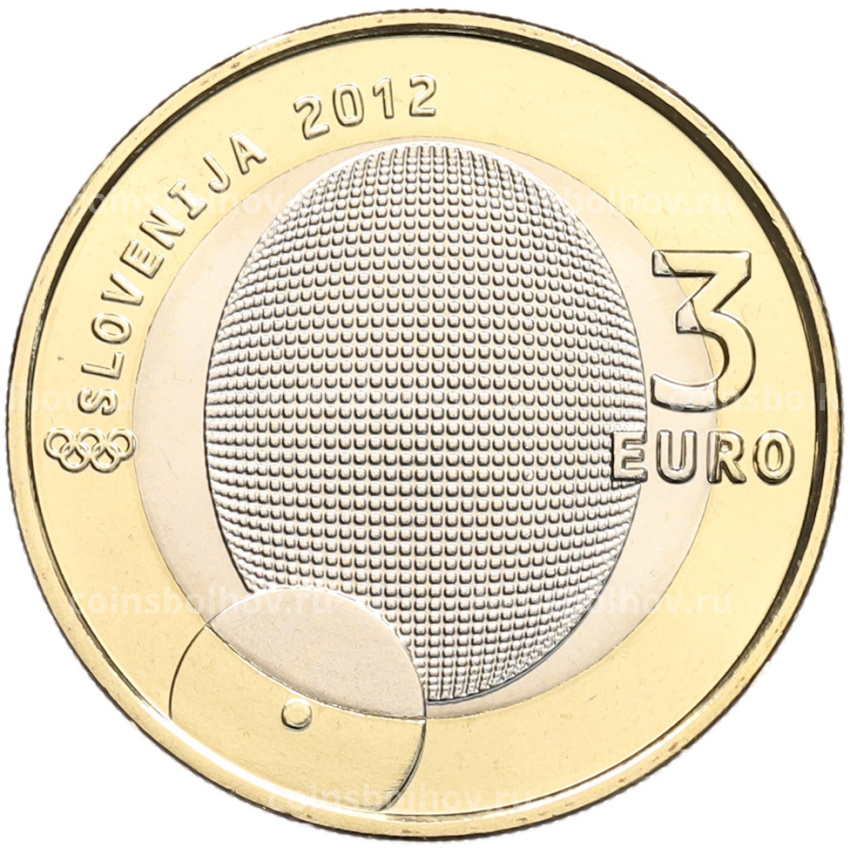 Монета 3 евро 2012 года Словения «100 лет первой олимпийской медали Словении» (вид 2)