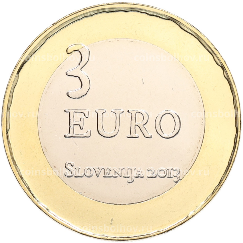 Монета 3 евро 2013 года Словения «300 лет крестьянскому восстанию в Толмино» (вид 2)