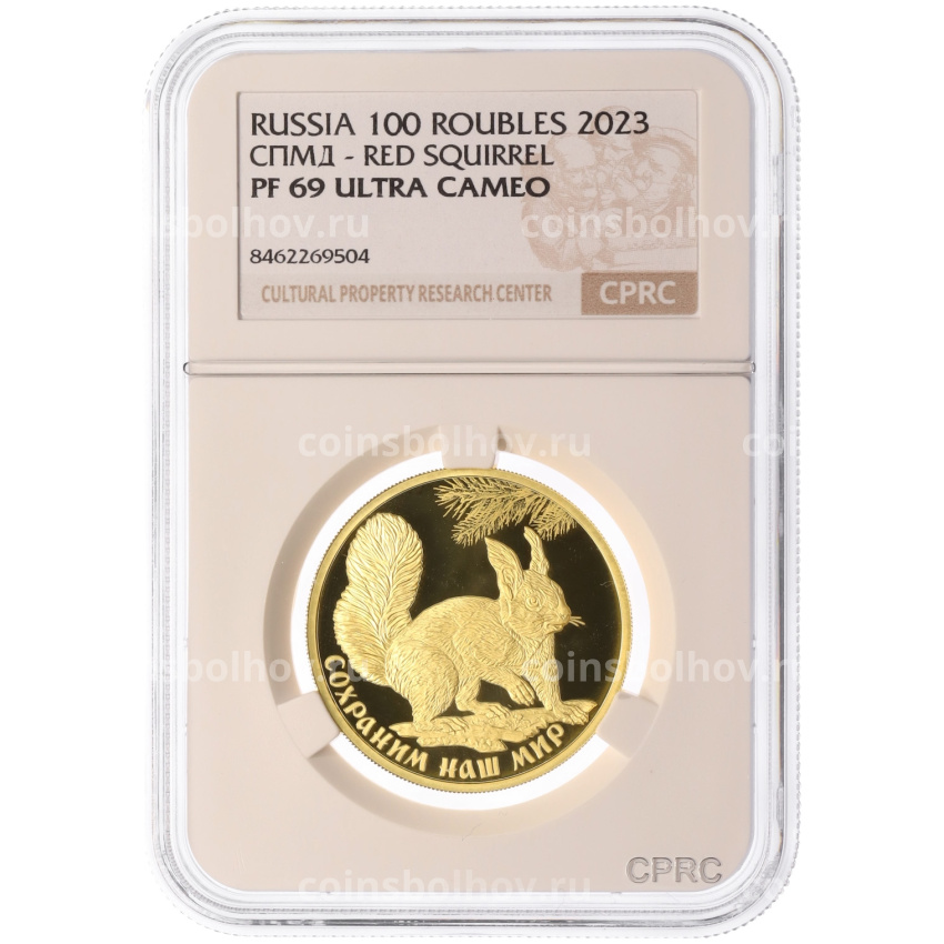 Монета 100 рублей 2023 года СПМД «Сохраним наш мир — Белка обыкновенная» в слабе CPRC (PF69 ULTRA CAMEO) (вид 3)