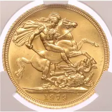 Монета 1 соверен 1979 года Великобритания — в слабе CPRC (MS62) (аверс)