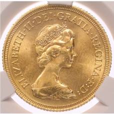 Монета 1 соверен 1979 года Великобритания — в слабе CPRC (MS62) (реверс)