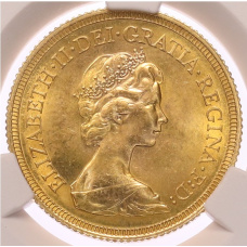 Монета 1 соверен 1974 года Великобритания — в слабе CPRC (MS63) (реверс)