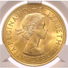 Монета 1 соверен 1962 года Великобритания — в слабе CPRC (MS64) (реверс)