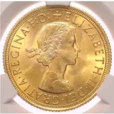 Монета 1 соверен 1962 года Великобритания — в слабе CPRC (MS64) (реверс)