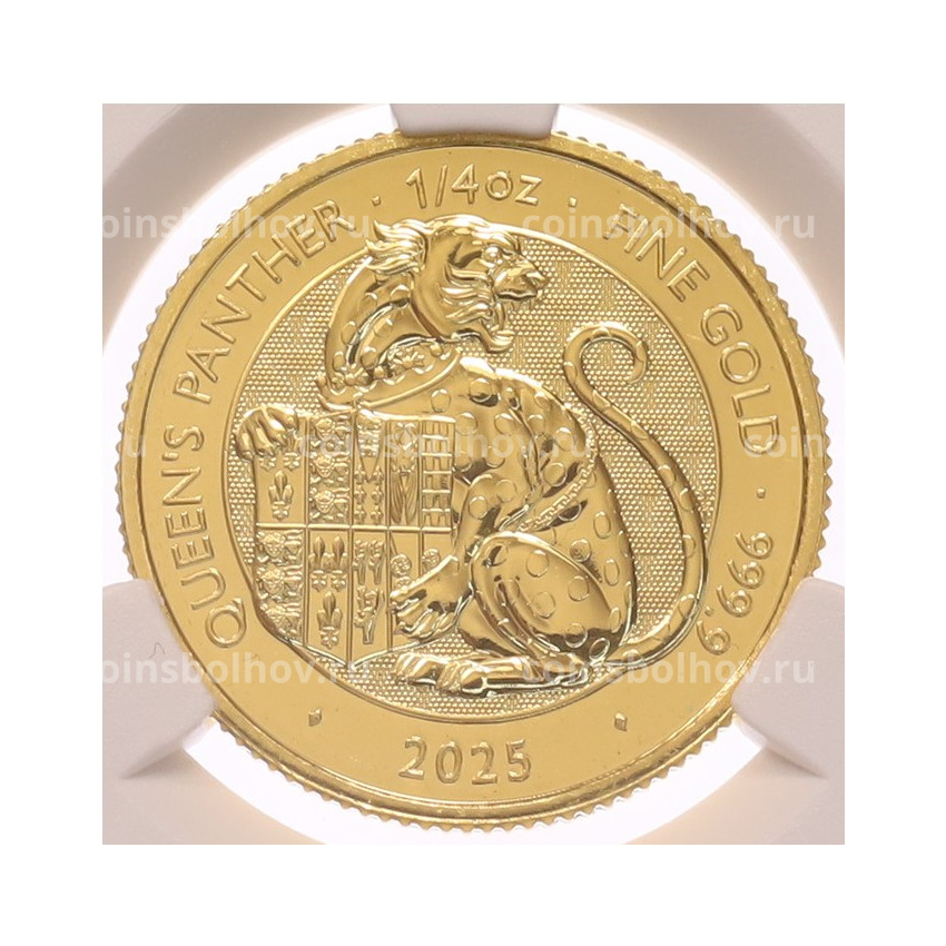 Монета 25 фунтов 2025 года Великобритания «Звери Тюдоров — Пантера королевы» в слабе CPRC (MS68)