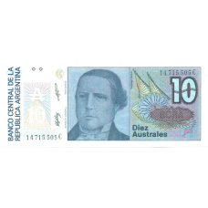 Банкнота 10 аустралей 1987-1989 года Аргентина (аверс)