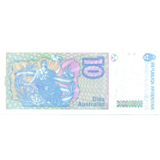 Банкнота 10 аустралей 1987-1989 года Аргентина (реверс)