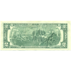 Банкнота 2 доллара 1995 года США (реверс)