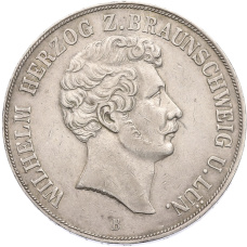 Монета 2 талера 1854 года Брауншвейг (аверс)