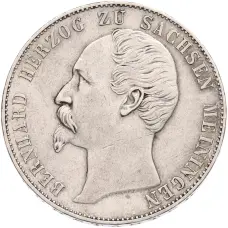 Монета 1 союзный талер 1866 года Саксен-Мейнинген (аверс)