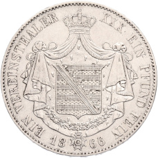 Монета 1 союзный талер 1866 года Саксен-Мейнинген (реверс)