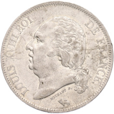 Монета 5 франков 1817 года W Франция (реверс)