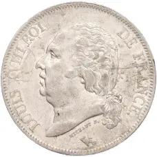 Монета 5 франков 1817 года W Франция (реверс)