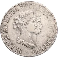 Монета 5 франков 1807 года Лукка и Пьомбиньо (аверс)