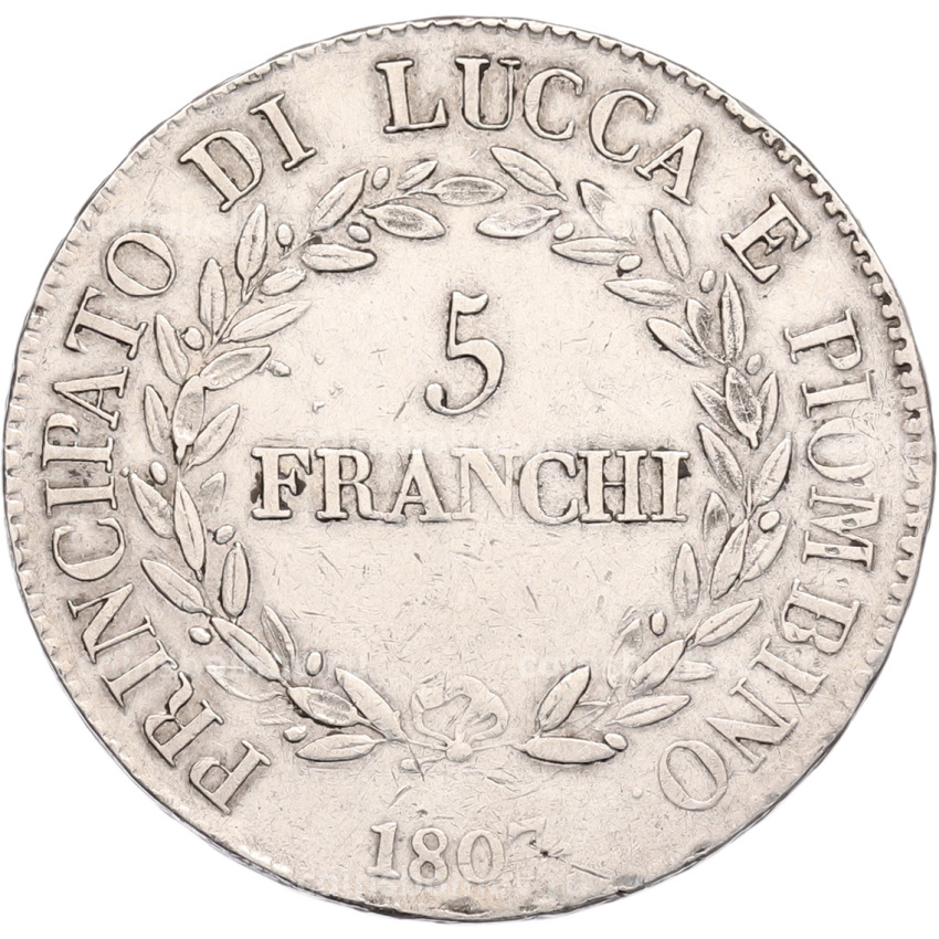 Монета 5 франков 1807 года Лукка и Пьомбиньо (вид 2)