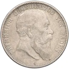 Монета 2 марки 1906 года G Германия (Баден) (аверс)