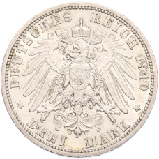 Монета 3 марки 1910 года Германия (Любек) (реверс)