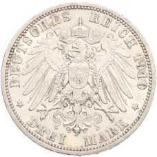 Монета 3 марки 1910 года Германия (Любек) (реверс)