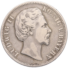 Монета 2 марки 1880 года D Германия (Бавария) (аверс)