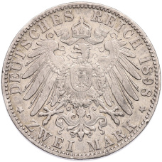Монета 2 марки 1898 года G Германия (Баден) (реверс)