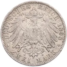 Монета 2 марки 1898 года G Германия (Баден) (реверс)