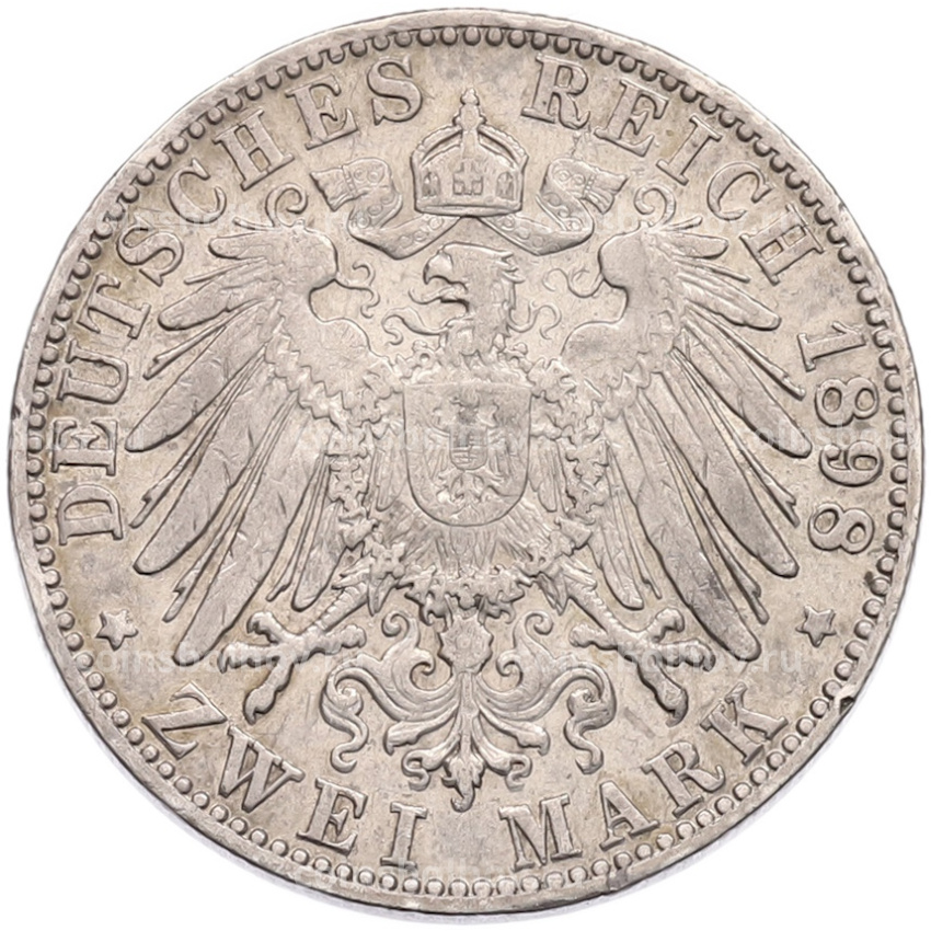 Монета 2 марки 1898 года G Германия (Баден) (вид 2)