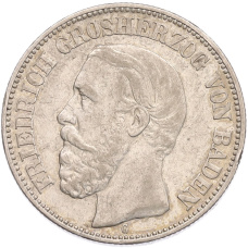 Монета 2 марки 1901 года G Германия (Баден) (аверс)