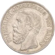 Монета 2 марки 1901 года G Германия (Баден) (аверс)
