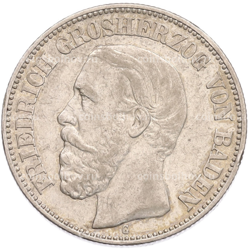 Монета 2 марки 1901 года G Германия (Баден)