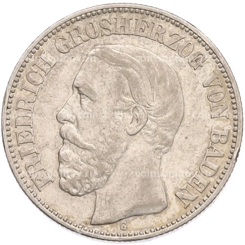 Монета 2 марки 1901 года G Германия (Баден)