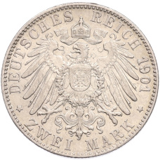 Монета 2 марки 1901 года G Германия (Баден) (реверс)