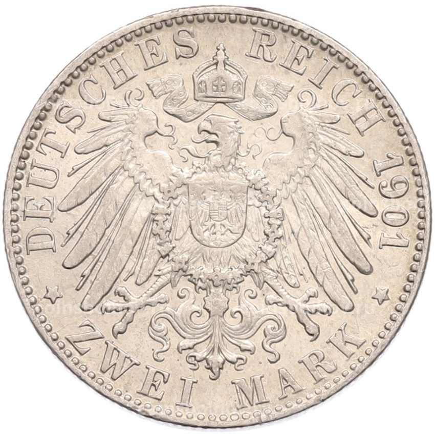 Монета 2 марки 1901 года G Германия (Баден) (вид 2)