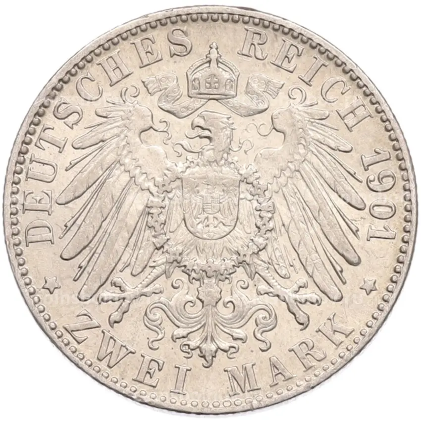 Монета 2 марки 1901 года G Германия (Баден) (вид 2)