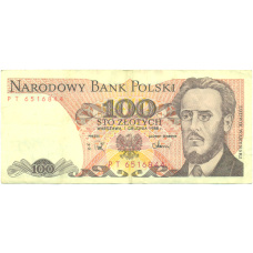 Банкнота 100 злотых 1988 года Польша