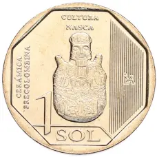 Монета 1 соль 2025 года Перу «Доколумбова керамика — культура Наска» (аверс)