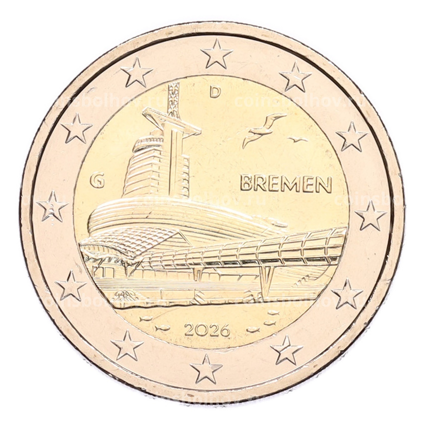 Монета 2 евро 2026 года G Германия «Федеральные земли Германии — Бремен, музей климатических зон»