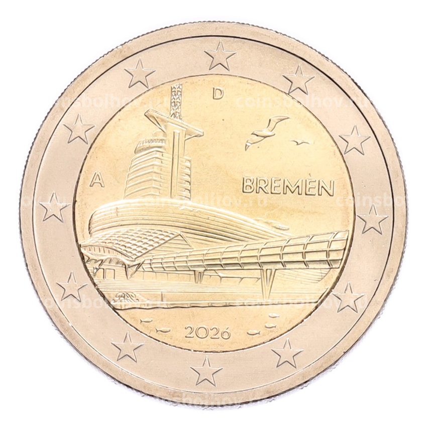 Монета 2 евро 2026 года A Германия «Федеральные земли Германии — Бремен, музей климатических зон»