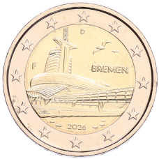 Монета 2 евро 2026 года F Германия «Федеральные земли Германии — Бремен, музей климатических зон» (аверс)