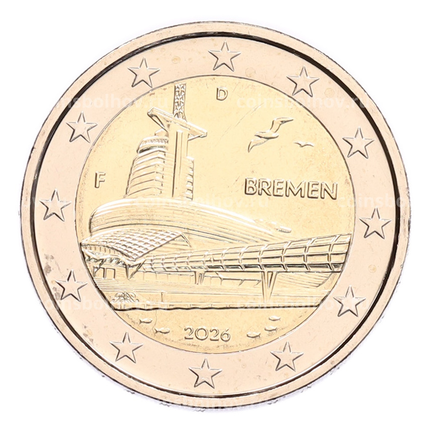 Монета 2 евро 2026 года F Германия «Федеральные земли Германии — Бремен, музей климатических зон»