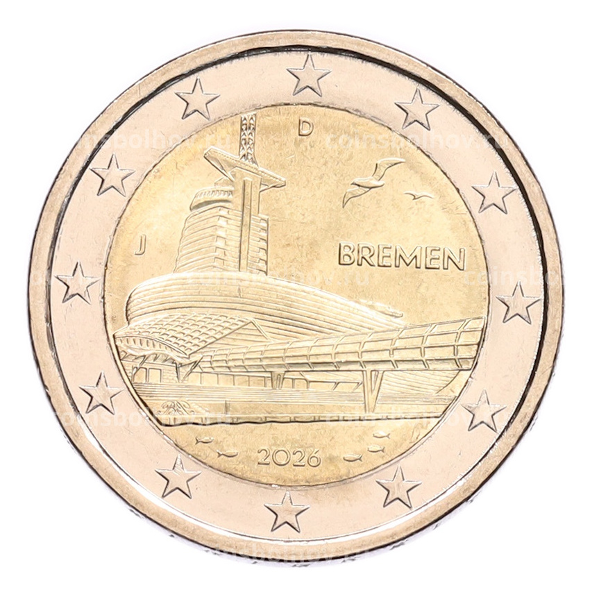 Монета 2 евро 2026 года J Германия «Федеральные земли Германии — Бремен, музей климатических зон»