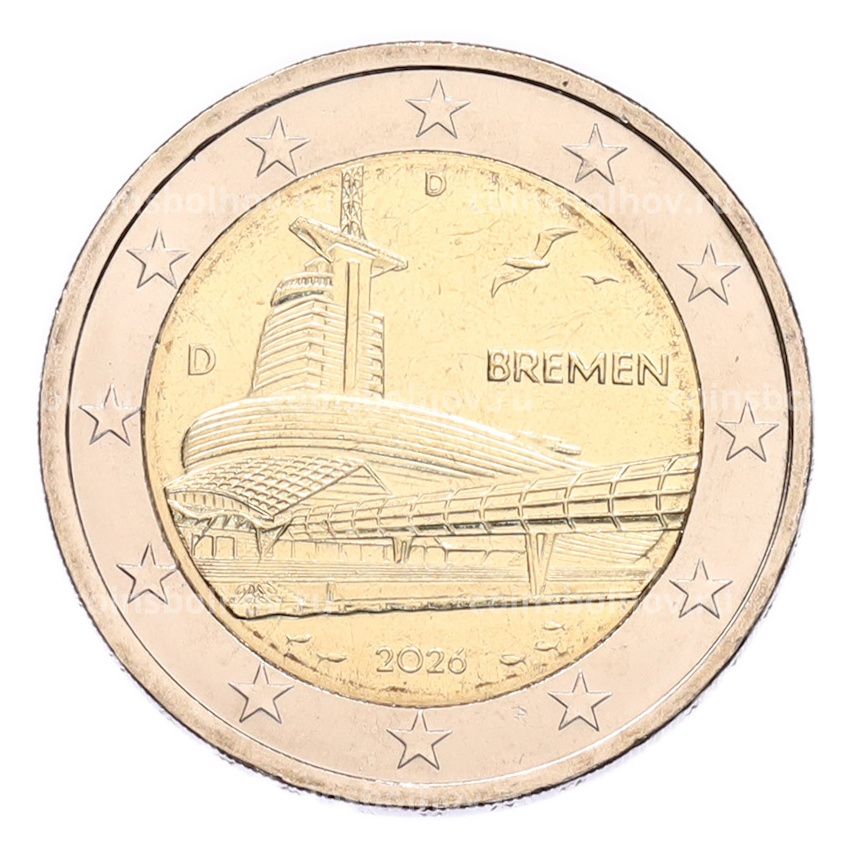 Монета 2 евро 2026 года D Германия «Федеральные земли Германии — Бремен, музей климатических зон»