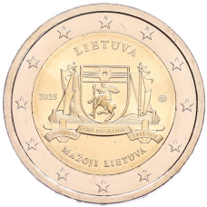 Монета 2 евро 2025 года Литва «Литовские этнографические регионы — Малая Литва» (аверс)