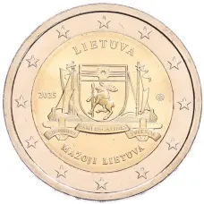Монета 2 евро 2025 года Литва «Литовские этнографические регионы — Малая Литва» (аверс)