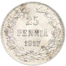 Монета 25 пенни 1917 года Русская Финляндия — Орел без корон (Временное правительство) (аверс)