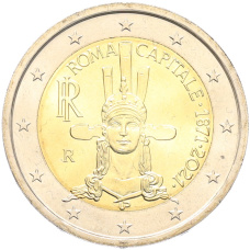Монета 2 евро 2021 года Италия «150 лет объявлению Рима столицей Италии» (аверс)
